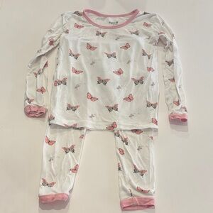 Kyte BABY White and Pink Butterfly Pajama Set